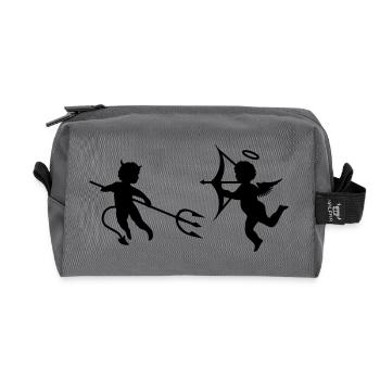 Un petit diable et un petit ange - Trousse de toilette en tissu recyclé - anthracite - Devant
