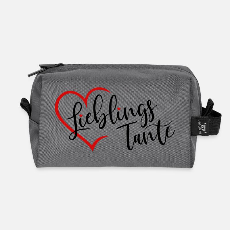 Lieblingstante Herz - Recycelte Kulturtasche - Anthrazit