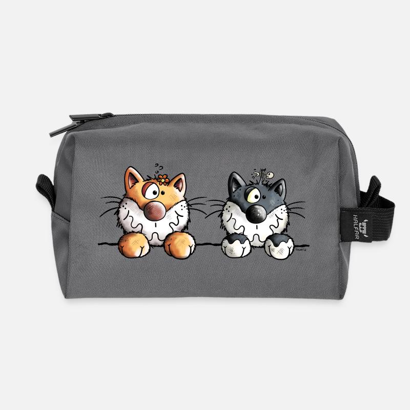 Katzen Duo - Recycelte Kulturtasche - Anthrazit