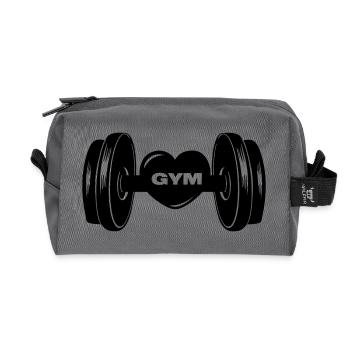 Fitness GYM dumbbel weight with heart - Recycled Toiletry Zip Bag - anthracite - Front