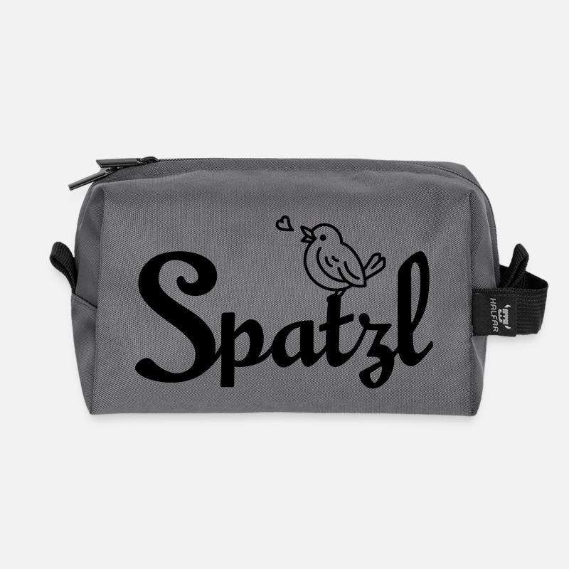 Spatzl – Kosename der Bayern - Recycelte Kulturtasche - Anthrazit