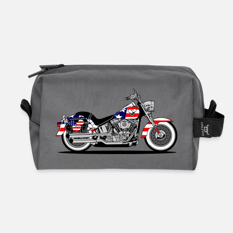 Patriot Chopper Motorrad mit Flagge - Recycelte Kulturtasche - Anthrazit