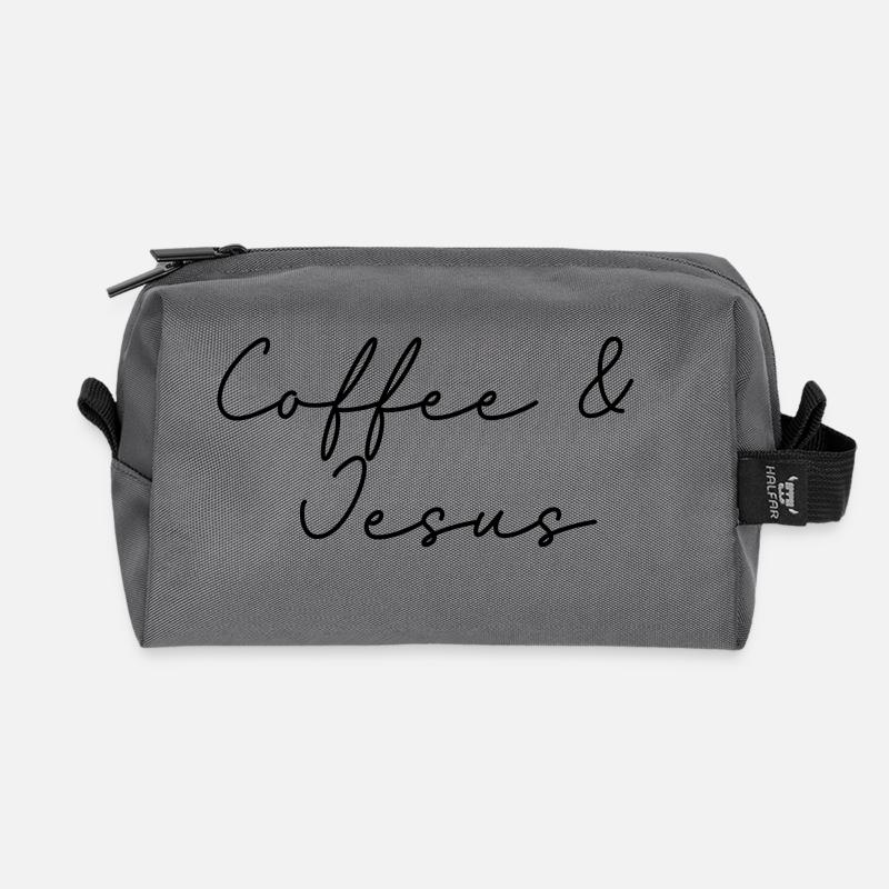 Coffee Jesus - Recycled Toiletry Zip Bag - anthracite