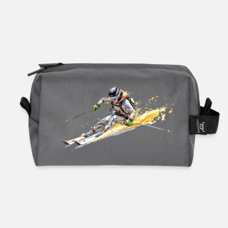 Skifahrer - Recycelte Kulturtasche - Anthrazit