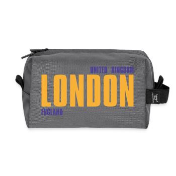 Londres en texte doré avec accents bleus - Trousse de toilette en tissu recyclé - anthracite - Devant