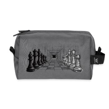 Stratégie aux échecs – Perspective infinie - Trousse de toilette en tissu recyclé - anthracite - Devant