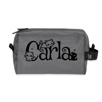 Carla Name First Name Kitten Name - Recycled Toiletry Zip Bag - anthracite - Front