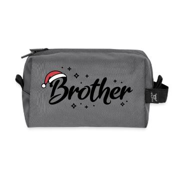 Weihnachtsmütze Brother Bruder - Recycelte Kulturtasche - Anthrazit - Vorne