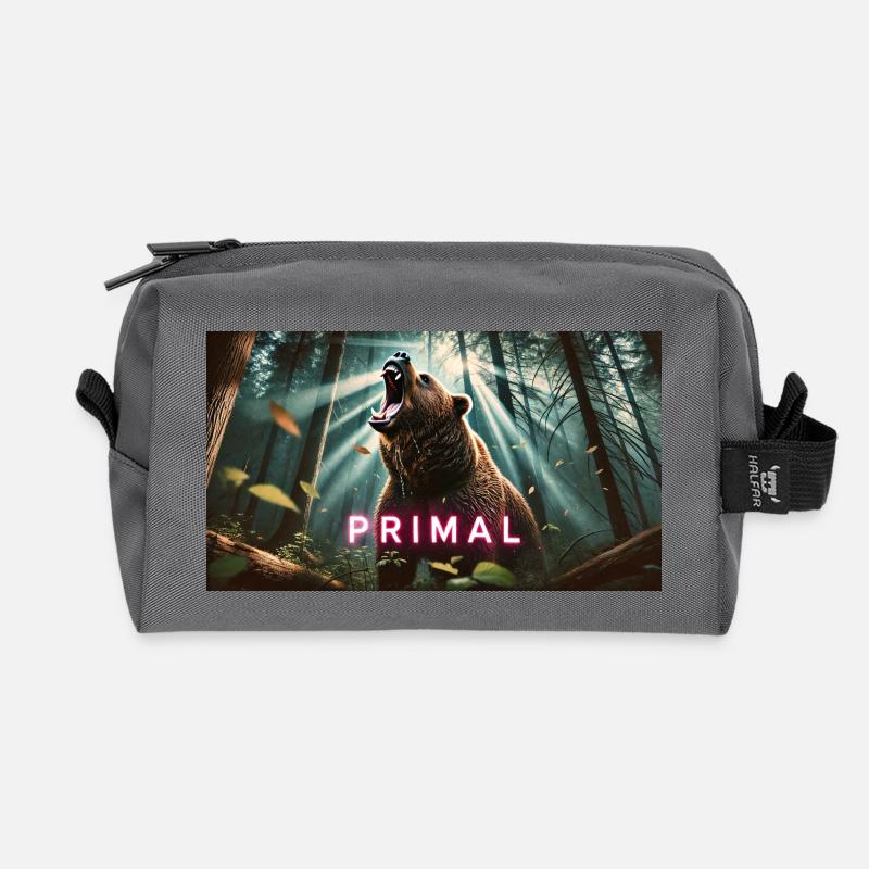 PRIMAL BEAR - Recycled Toiletry Zip Bag - anthracite