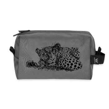LEOPARD - Recycelte Kulturtasche - Anthrazit - Vorne