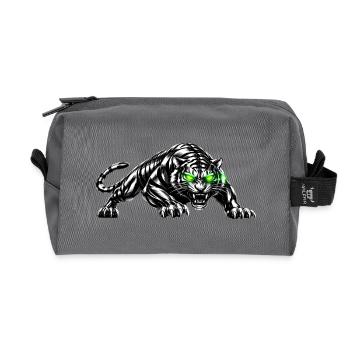 Schwarzer Tiger mit Neonaugen - Recycelte Kulturtasche - Anthrazit - Vorne