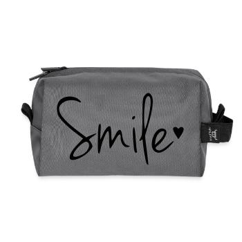 Laugh Smile - Recycled Toiletry Zip Bag - anthracite - Front