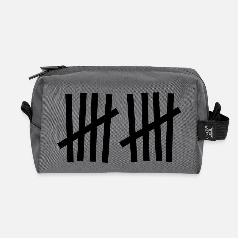 Strichliste 10 Striche - Recycelte Kulturtasche - Anthrazit