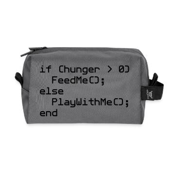 Bavoir de bébé NERD "if (hunger ..." - Trousse de toilette en tissu recyclé - anthracite - Devant