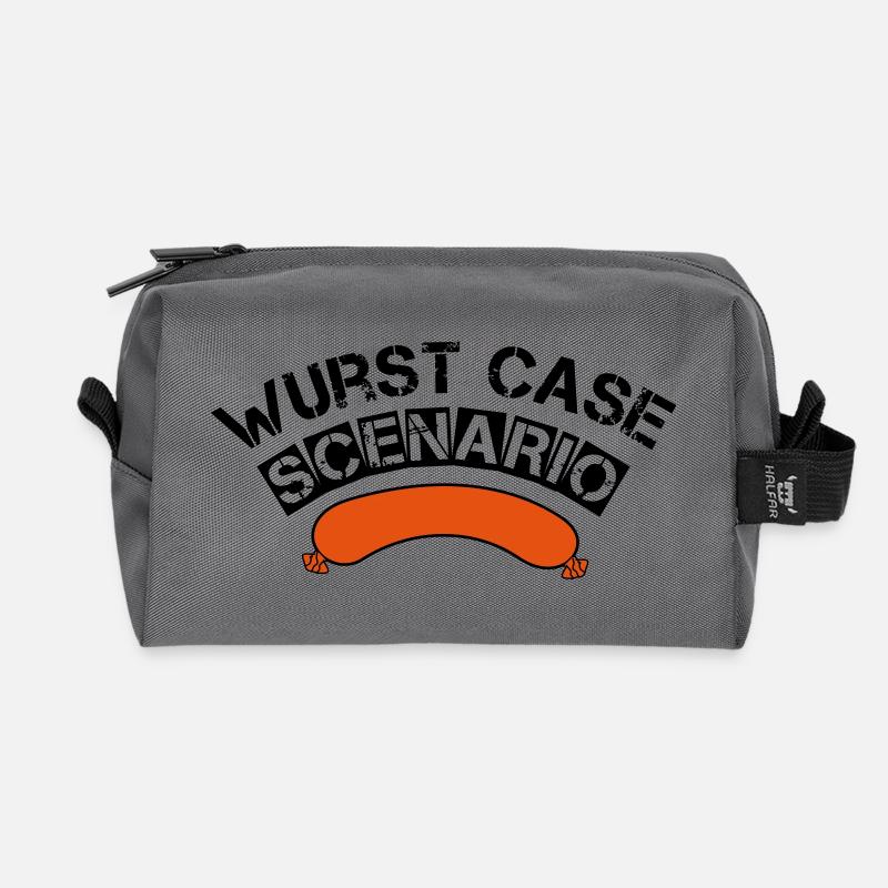 Wurst case scenario grillen BBQ Griller Geschenk - Recycelte Kulturtasche - Anthrazit