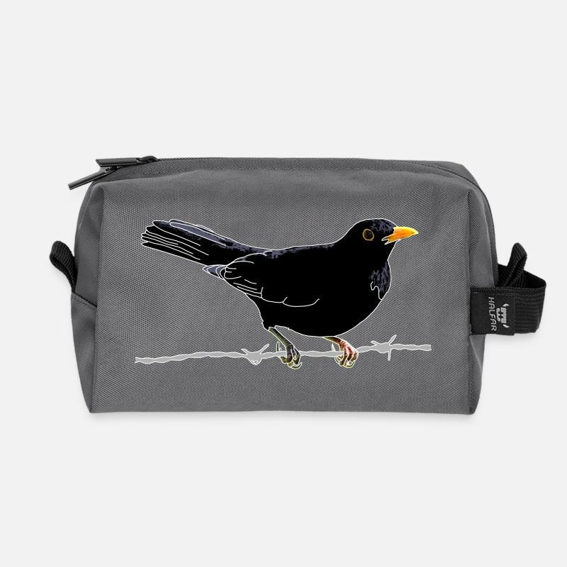 Amsel auf Stacheldraht - Recycelte Kulturtasche - Anthrazit