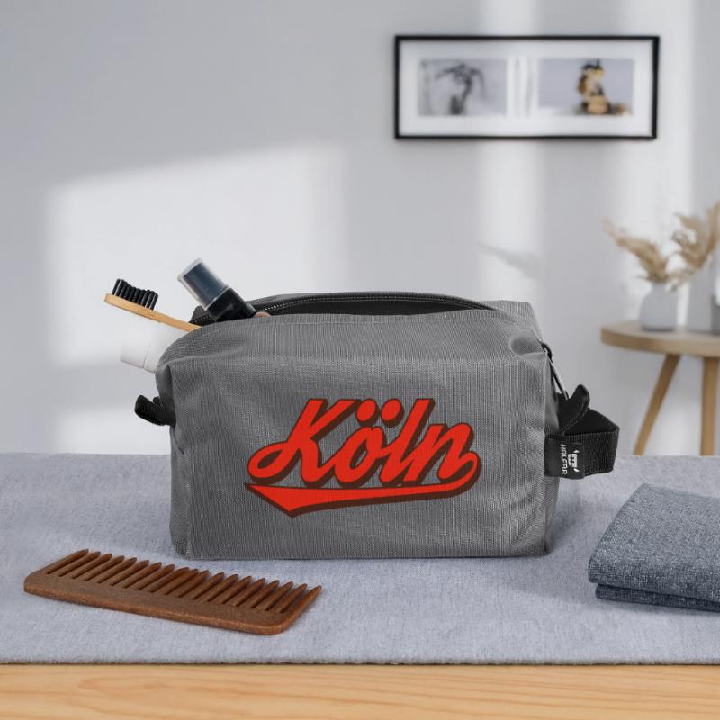 Logo rétro Script de Cologne Rouge Trousse de toilette en tissu recyclé