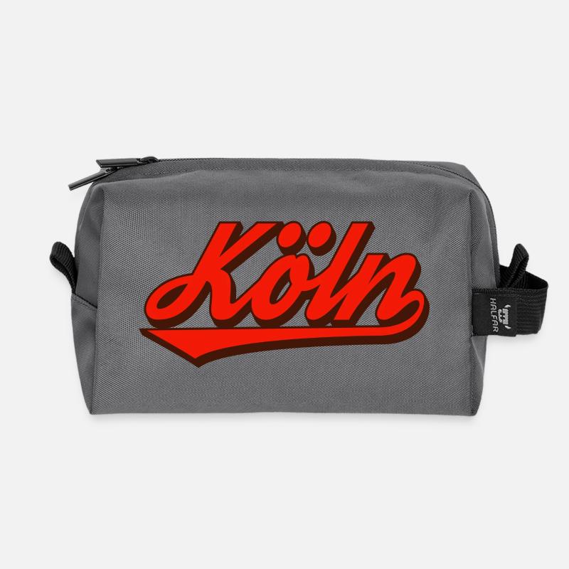 Köln Retro Script Logo Rot - Recycelte Kulturtasche - Anthrazit