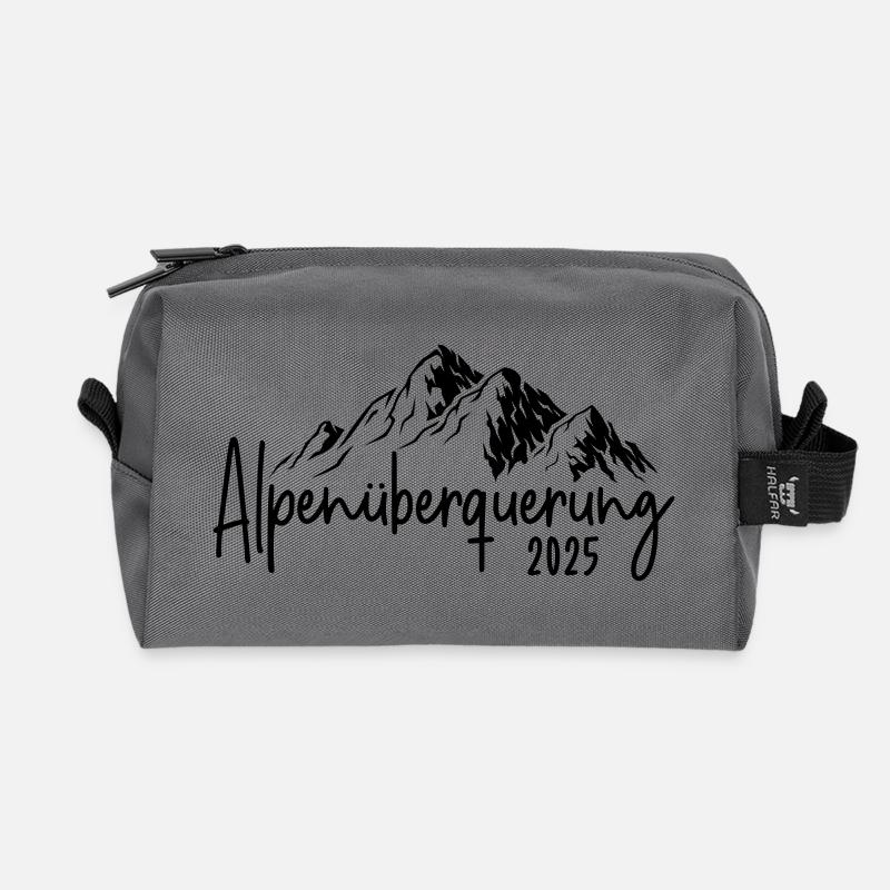 Alpenüberquerung 2025 Wandern Alpen Überquerung - Recycelte Kulturtasche - Anthrazit