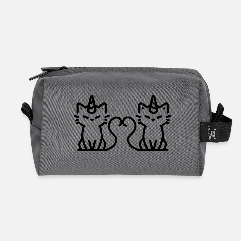 Katze-Einhörner verliebt - Recycelte Kulturtasche - Anthrazit