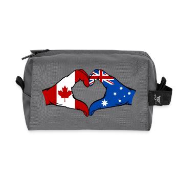 Canada Australia Flag Hands Heart Shape - Recycled Toiletry Zip Bag - anthracite - Front