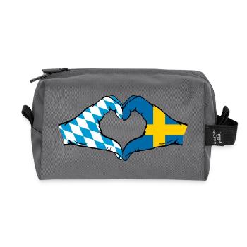 Bavière, Suède, Drapeau, Aiguilles, Coeur - Trousse de toilette en tissu recyclé - anthracite - Devant