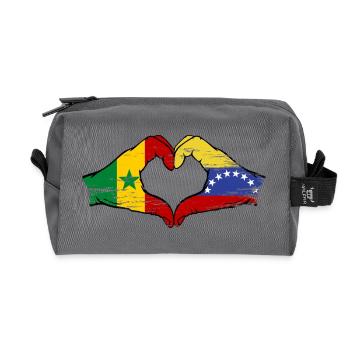 Sénégal Venezuela drapeau mains forme de coeur utilisé - Trousse de toilette en tissu recyclé - anthracite - Devant