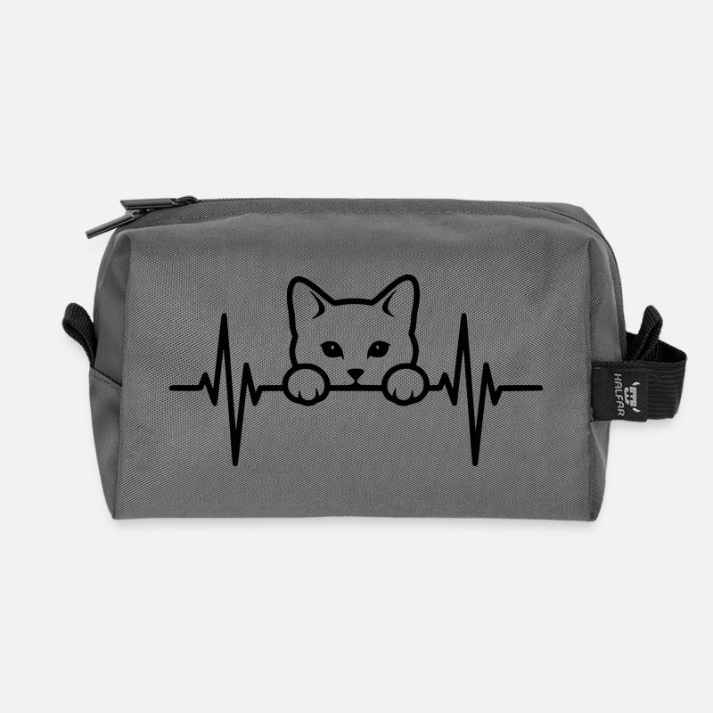 Katze Herzschlag – Cat Lover - Recycelte Kulturtasche - Anthrazit
