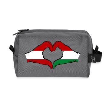 Österreich Ungarn Flagge Herz - Recycelte Kulturtasche - Anthrazit - Vorne