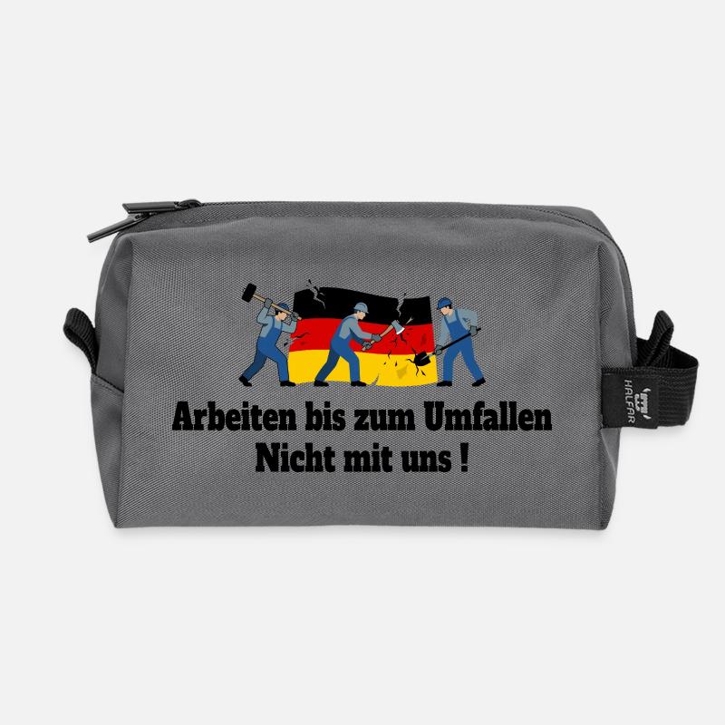 Arbeiten bis zum Umfallen - Recycelte Kulturtasche - Anthrazit
