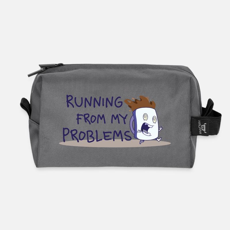 Running from my problems – Lustiger Kaffee Spruch - Recycelte Kulturtasche - Anthrazit