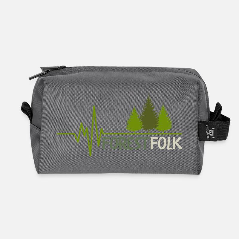 Forest Folk Logo mit Herzschlag - Recycelte Kulturtasche - Anthrazit