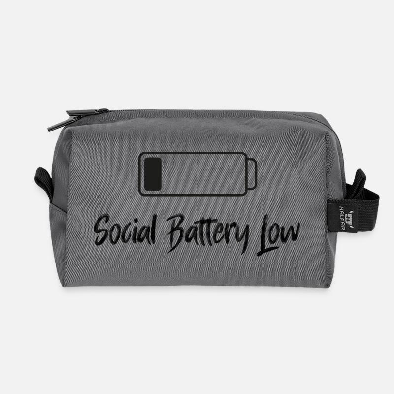 Social Battery Low - Recycelte Kulturtasche - Anthrazit