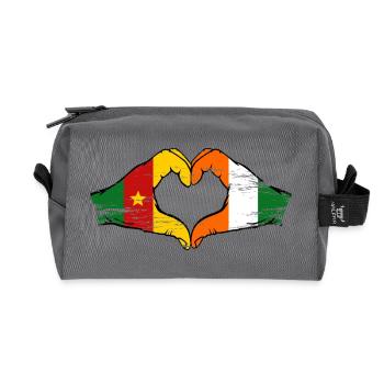 Cœur du drapeau de la Côte d’Ivoire du Cameroun - Trousse de toilette en tissu recyclé - anthracite - Devant
