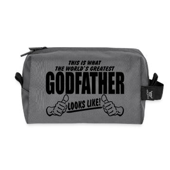 Worlds Greatest GodFather Looks Like - Recycled Toiletry Zip Bag - anthracite - Front
