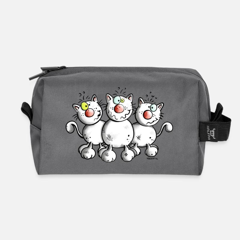 Funny Cats - Recycled Toiletry Zip Bag - anthracite