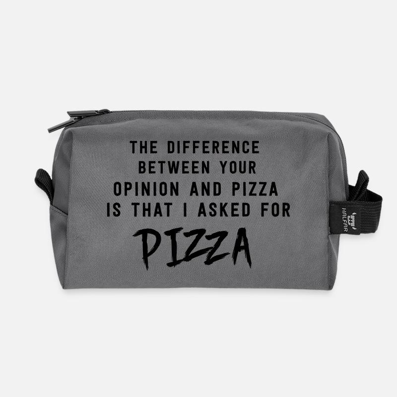 Opinion and Pizza. I asked for pizza - Recycled Toiletry Zip Bag - anthracite