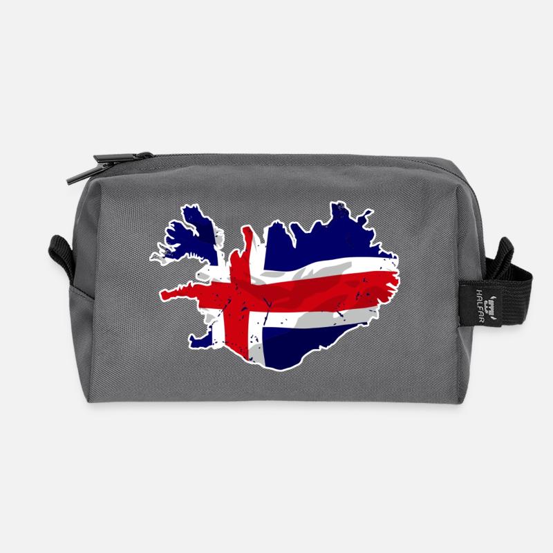 Iceland Flag Map - Recycelte Kulturtasche - Anthrazit