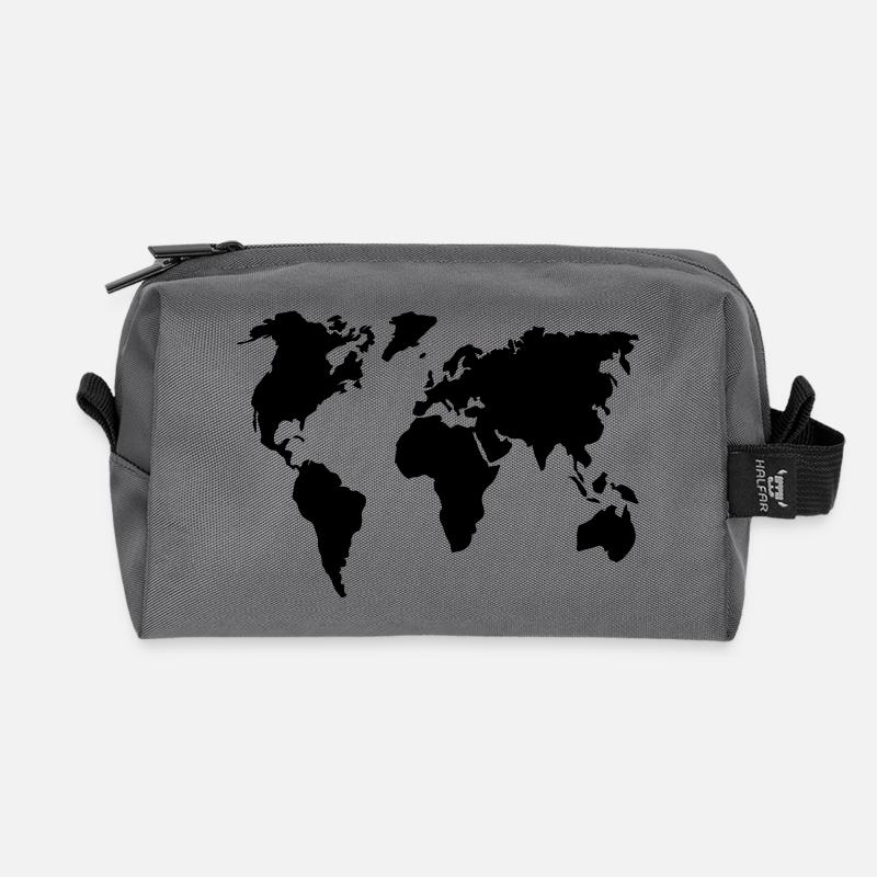 Weltkarte - Recycelte Kulturtasche - Anthrazit