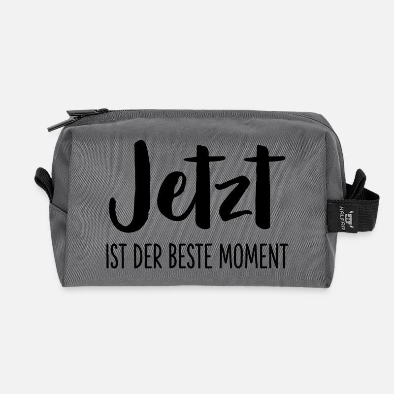 Jetzt ist der beste Moment Spruch Geschenk - Recycelte Kulturtasche - Anthrazit