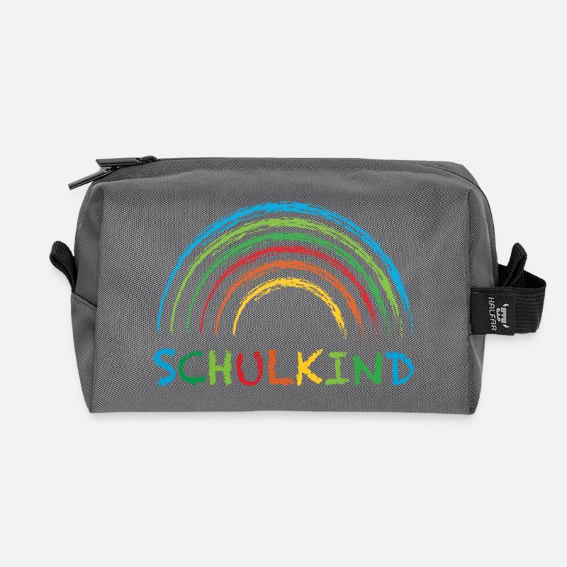 Schulkind Regenbogen Geschenk Einschulung - Recycelte Kulturtasche - Anthrazit