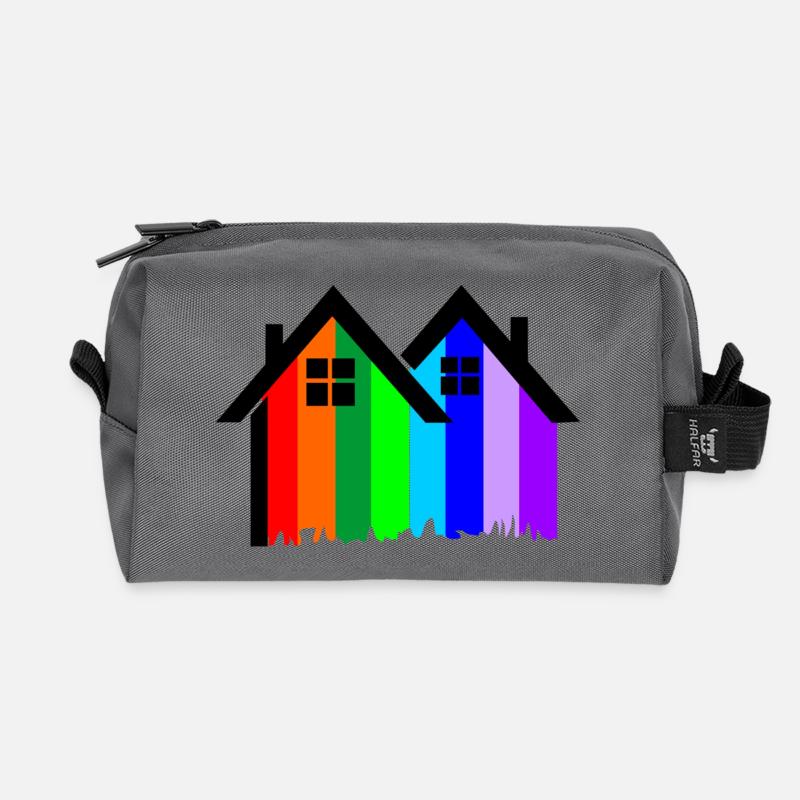 Bunte Häuser streichen - Recycelte Kulturtasche - Anthrazit
