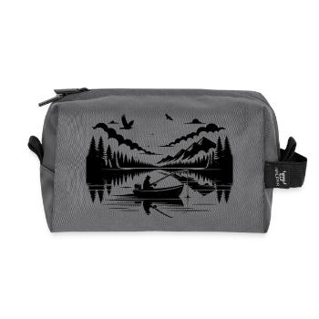 Angel Campingerlebnis am See im Wald - Recycelte Kulturtasche - Anthrazit - Vorne