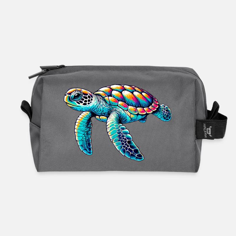 Schildkröte - Recycelte Kulturtasche - Anthrazit