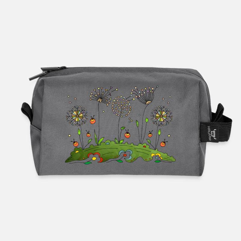 Blumen - Recycelte Kulturtasche - Anthrazit