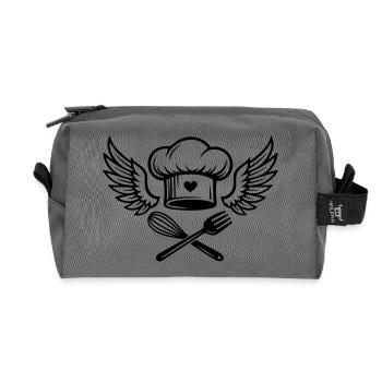 Chapeau de chef avec cœur et ailes - Trousse de toilette en tissu recyclé - anthracite - Devant