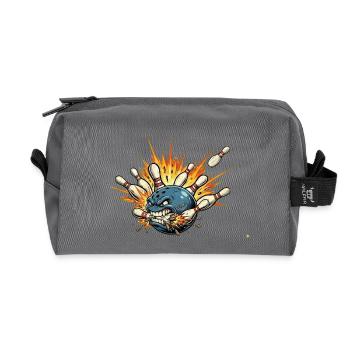 Angry Bowling Ball Hits Pins - Bowling T-Shirt - Recycled Toiletry Zip Bag - anthracite - Front