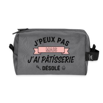 J’ai pâtisserie - excuse gourmande - Trousse de toilette en tissu recyclé - anthracite - Devant
