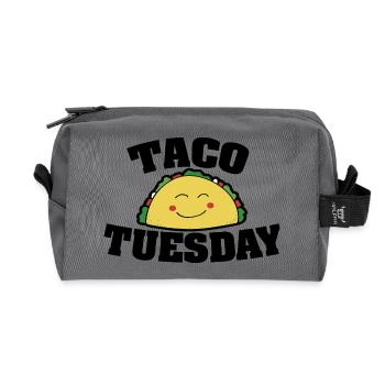 Fröhliches Taco-Lächeln Illustration - Recycelte Kulturtasche - Anthrazit - Vorne