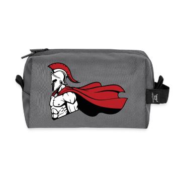 Spartiate_Guerrier_Mascotte_Casque_Cape_Rouge - Recycled Toiletry Zip Bag - anthracite - Front